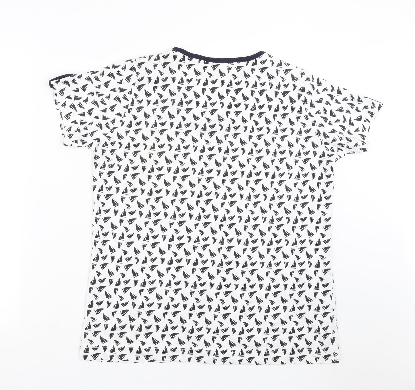 EWM Womens White   Basic T-Shirt Size M  - boat pattern