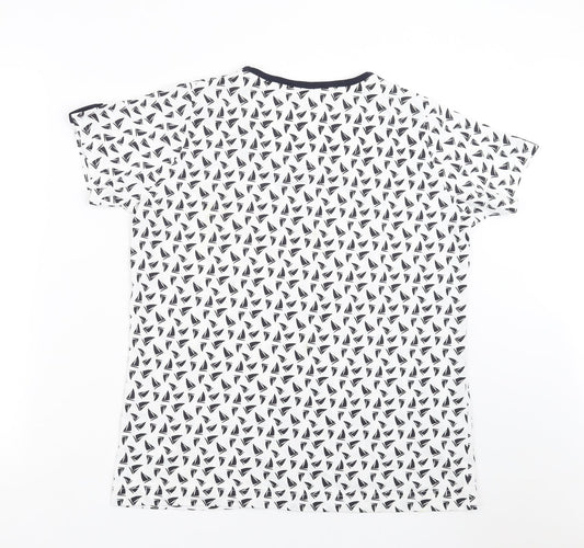 EWM Womens White   Basic T-Shirt Size M  - boat pattern