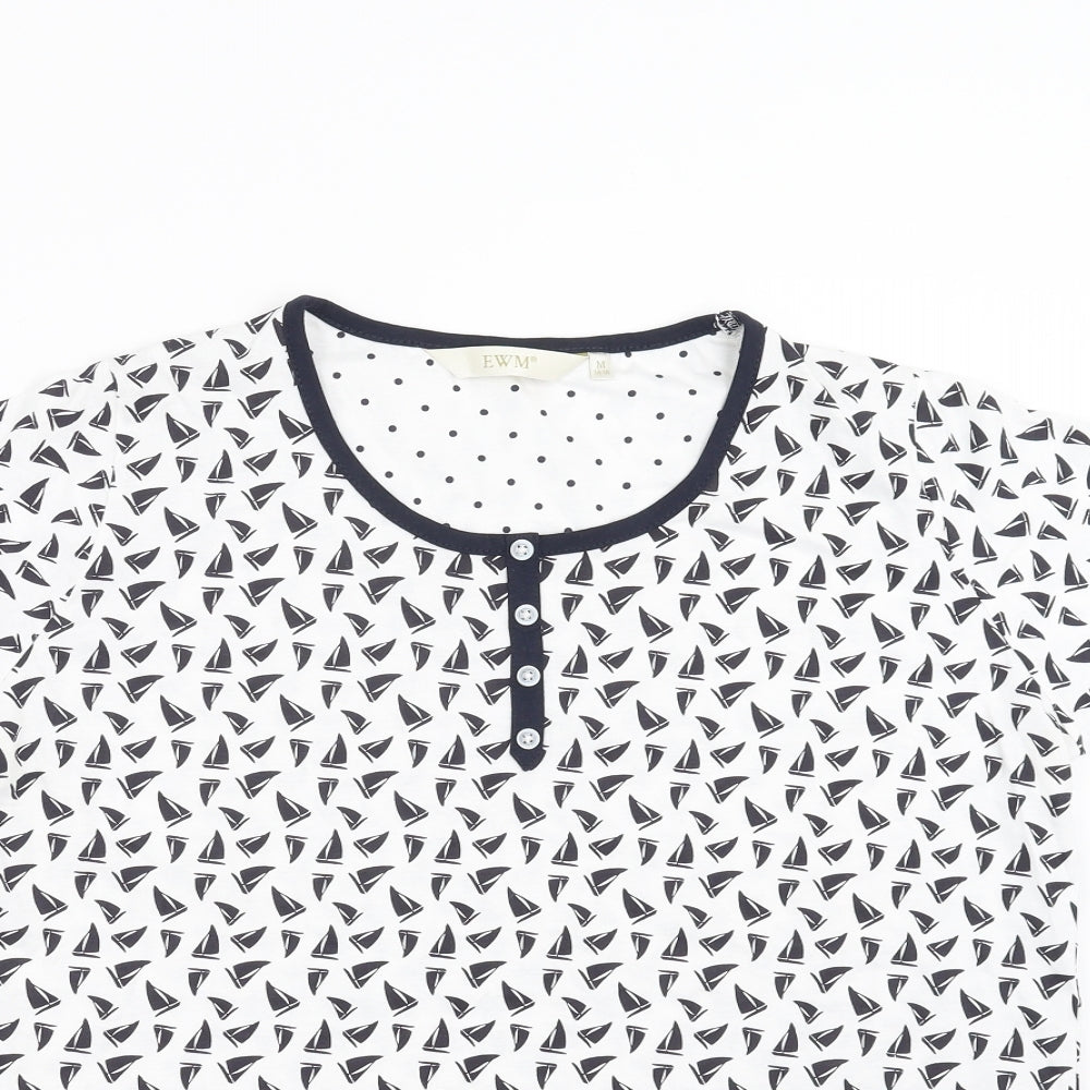 EWM Womens White   Basic T-Shirt Size M  - boat pattern