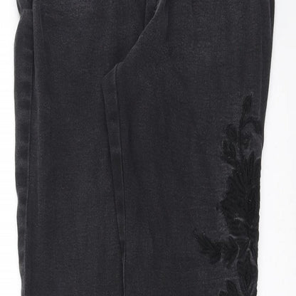 NEXT Womens Grey  Denim Skinny Jeans Size 10 L30 in - Embroidered detail