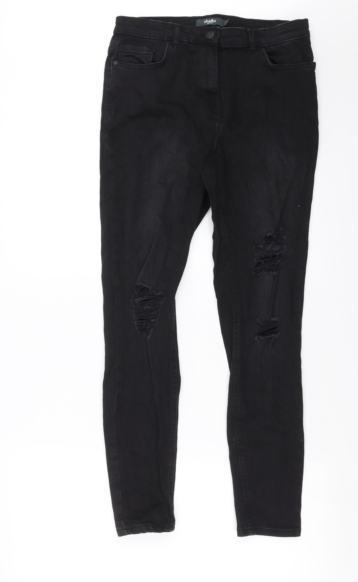 Womens UK Size 12 Studio Denim Extra-Slim Fit Skinny Black Jeans