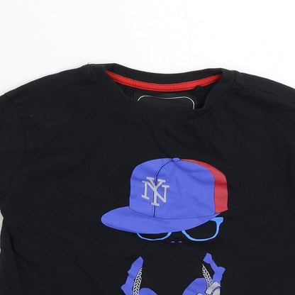 Blue Inc Boys Black   Basic T-Shirt Size 7-8 Years