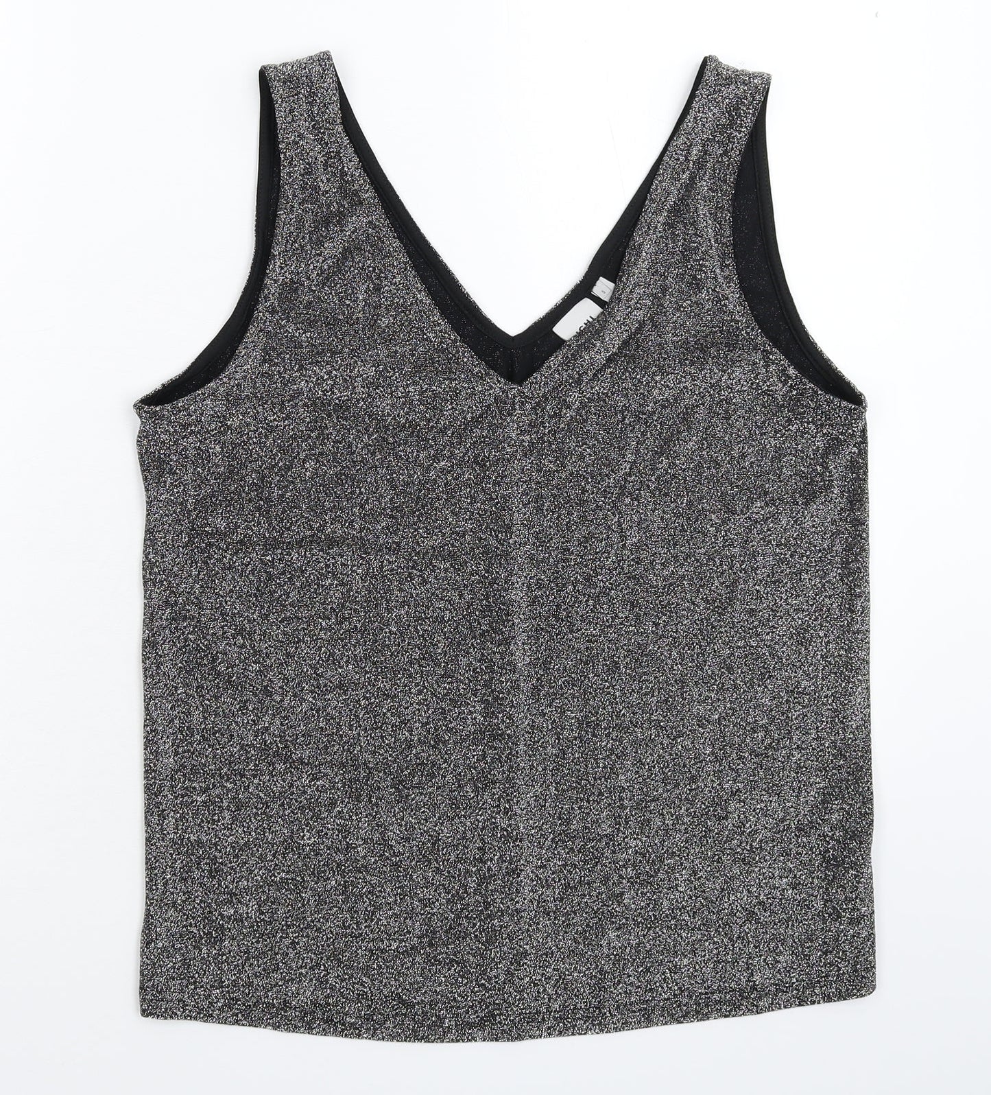 Womens UK Size S ICHI Silver Basic Tank
