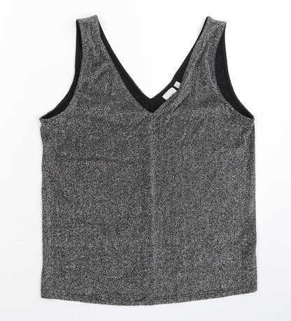 Womens UK Size S ICHI Silver Basic Tank