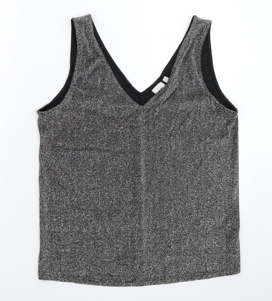 Womens UK Size S ICHI Silver Basic Tank
