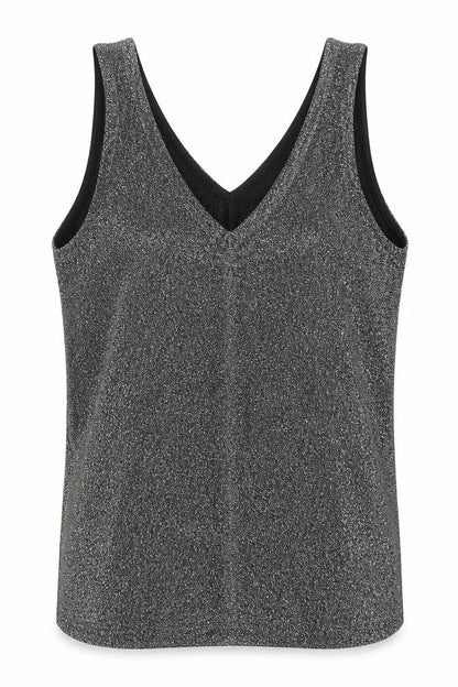 Womens UK Size S ICHI Silver Basic Tank