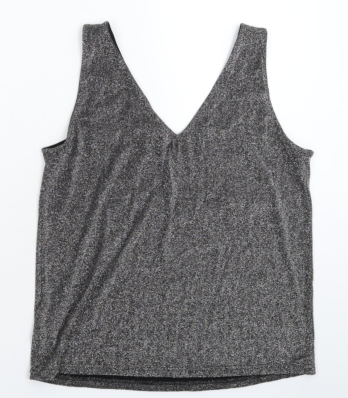 Womens UK Size S ICHI Silver Basic Tank