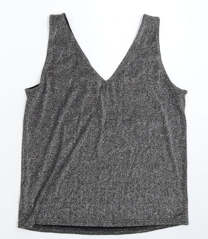 Womens UK Size S ICHI Silver Basic Tank