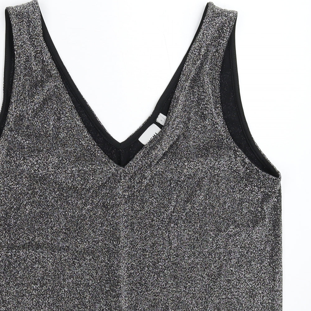 Womens UK Size S ICHI Silver Basic Tank