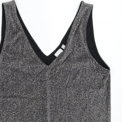 Womens UK Size S ICHI Silver Basic Tank