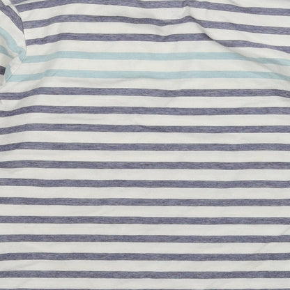 Preworn Girls White Striped  Basic T-Shirt Size 6 Years