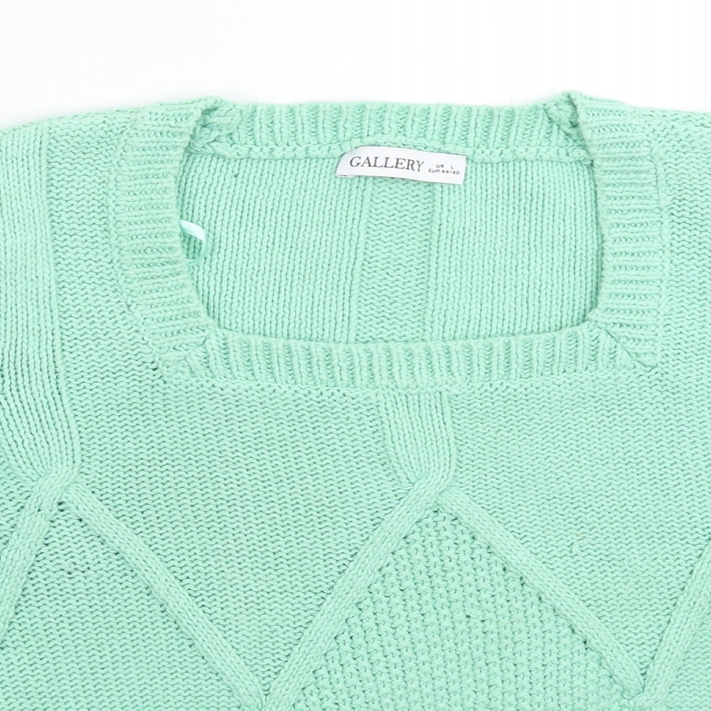 Gallery Womens Green  Knit Pullover Jumper Size L