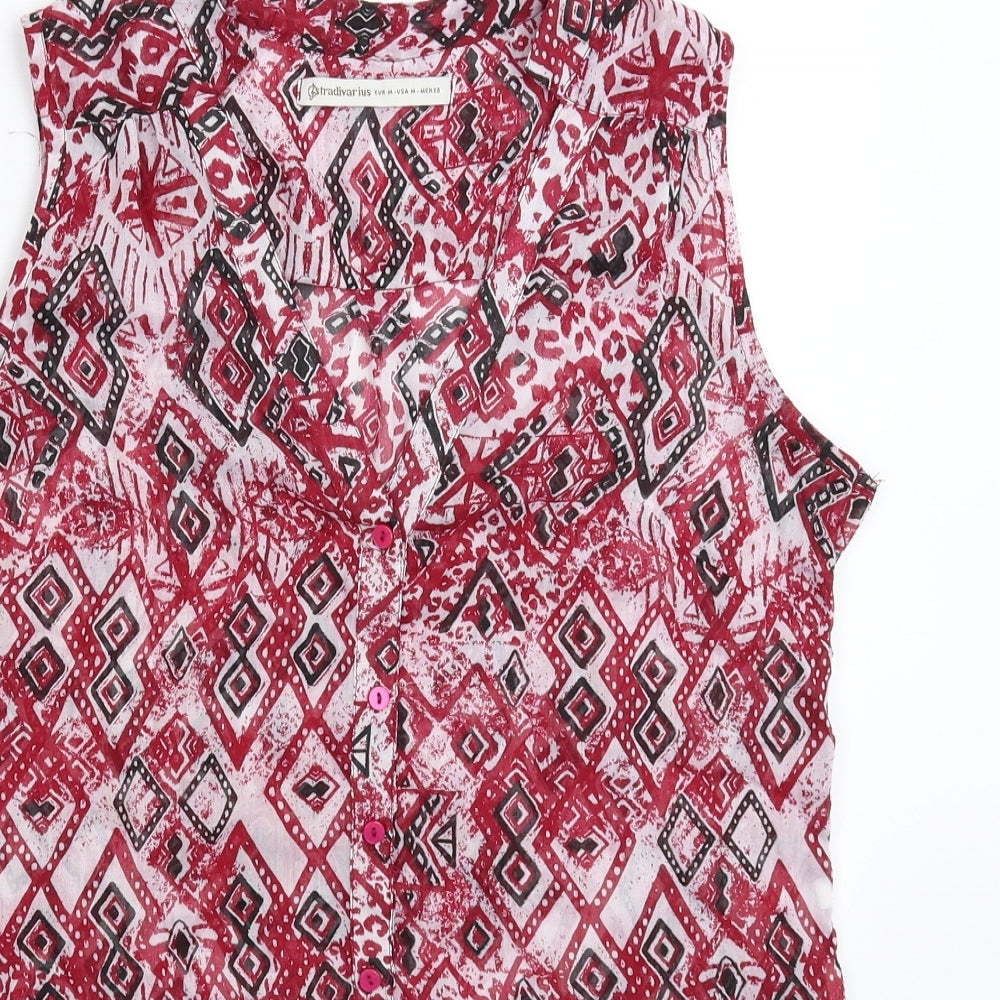 Womens UK Size M Stradivarius Multicoloured Basic Button-Up