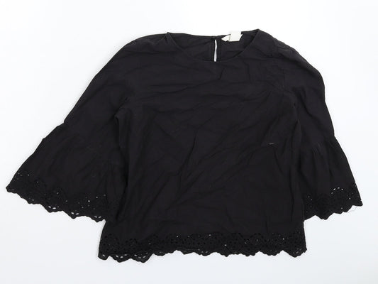 Womens UK Size 8 H&M Black Basic T-Shirt