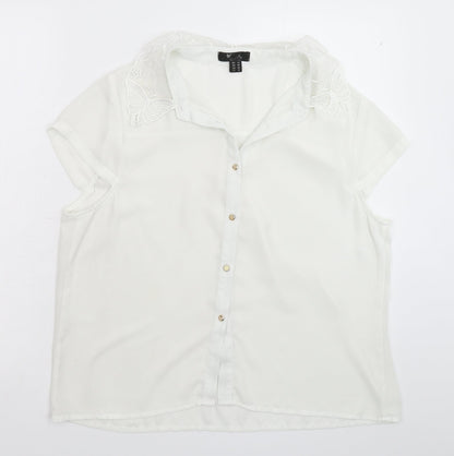 Womens UK Size 16 Cutie White Basic Button-Up