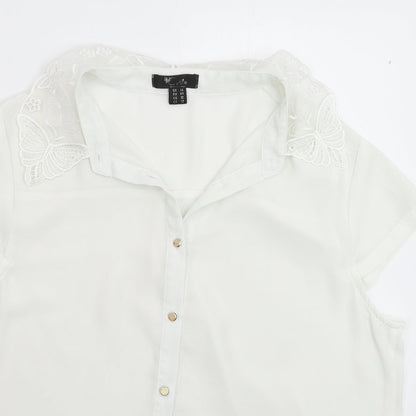 Womens UK Size 16 Cutie White Basic Button-Up