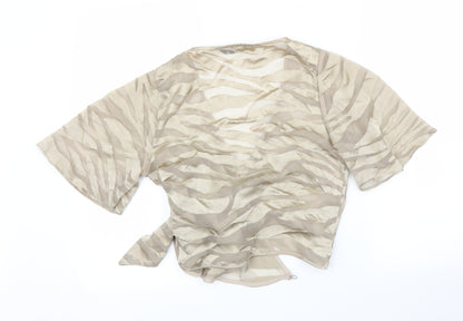F&F Womens Gold Animal Print  Wrap Blouse Size 10  - Zebra print