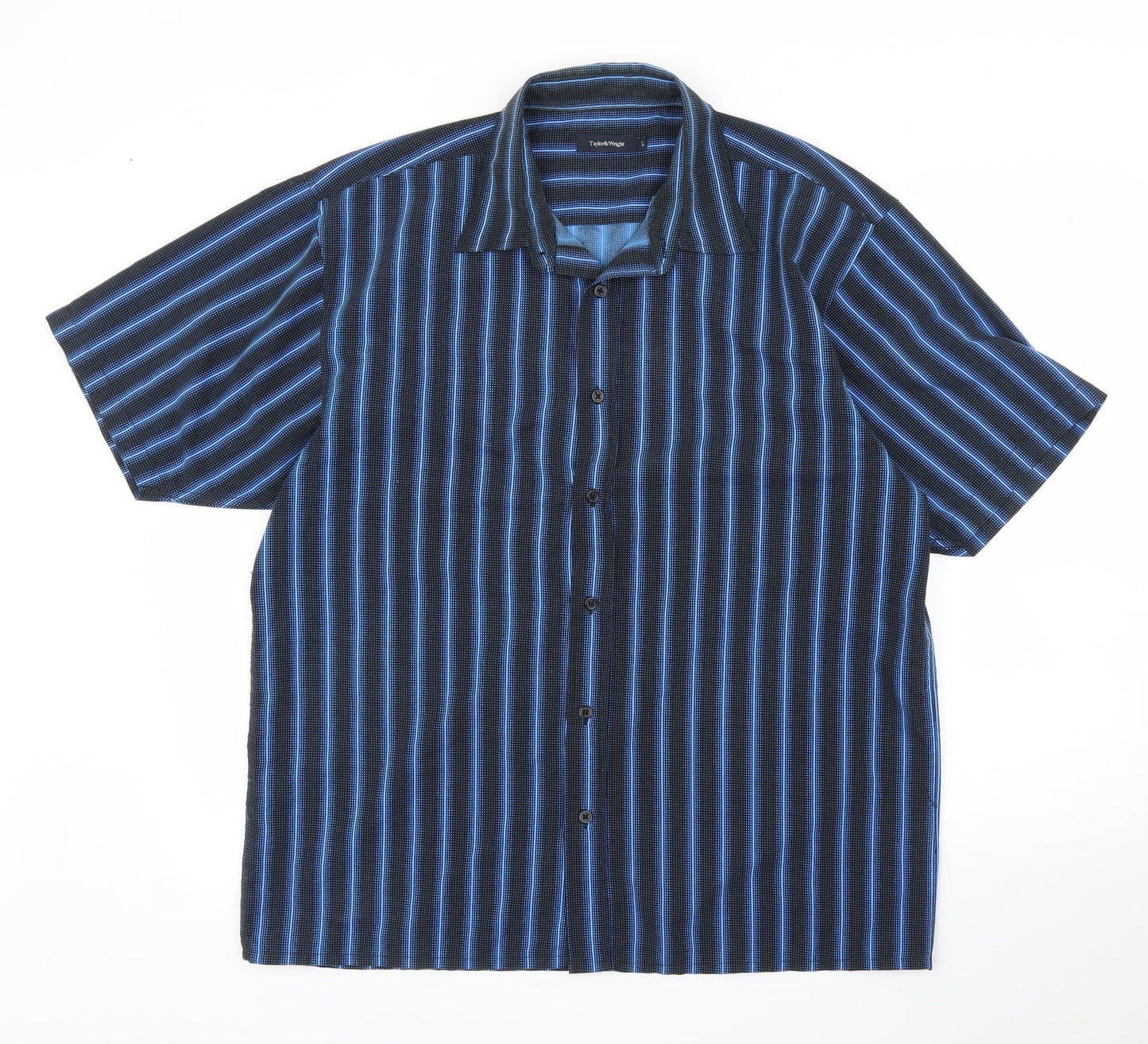 Mens UK Size L Matalan Blue  Button-Up Short Sleeve Casual Shirt