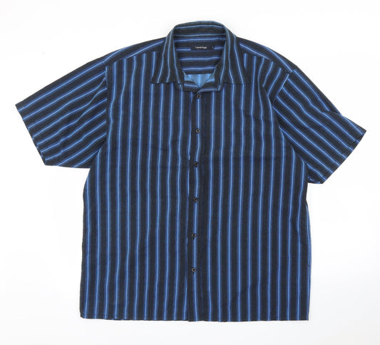 Mens UK Size L Matalan Blue  Button-Up Short Sleeve Casual Shirt