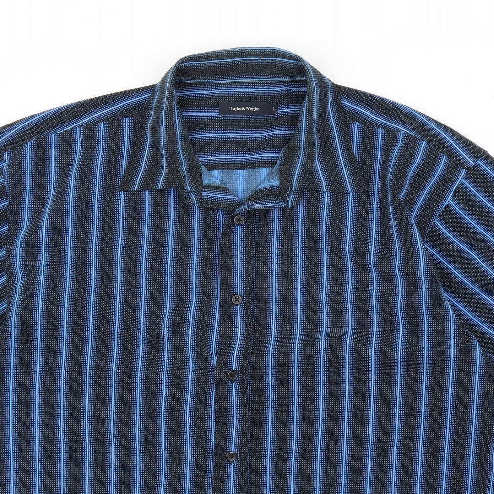 Mens UK Size L Matalan Blue  Button-Up Short Sleeve Casual Shirt