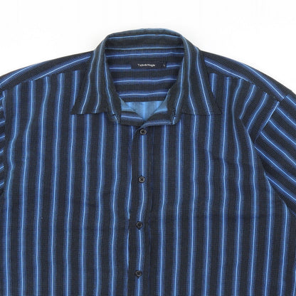 Mens UK Size L Matalan Blue  Button-Up Short Sleeve Casual Shirt