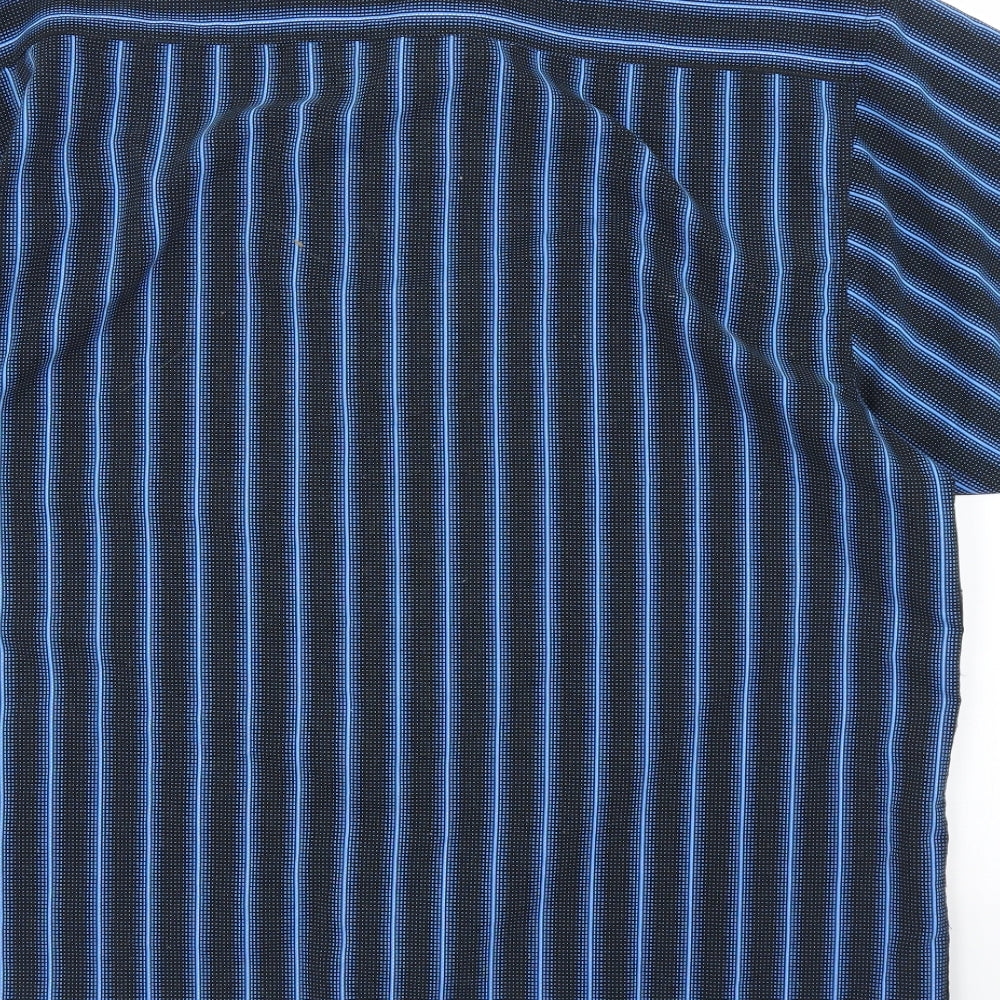 Mens UK Size L Matalan Blue  Button-Up Short Sleeve Casual Shirt