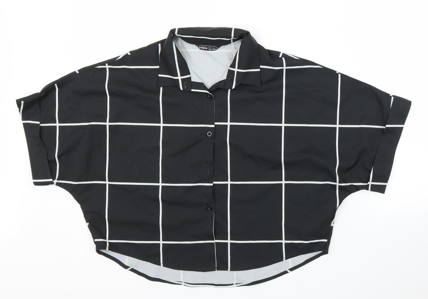 SheIn Womens Black Check  Basic Blouse Size XS
