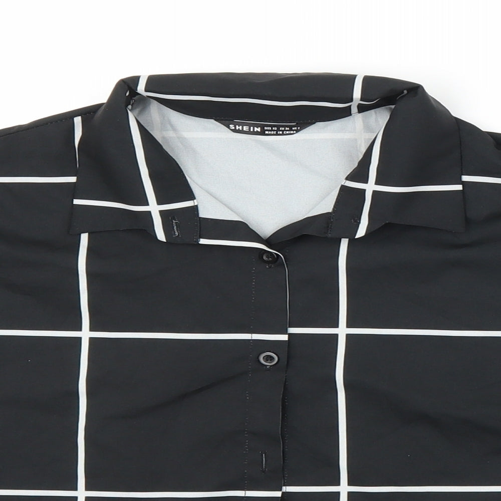 SheIn Womens Black Check  Basic Blouse Size XS