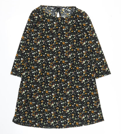 Mango Womens Black Floral  A-Line  Size S