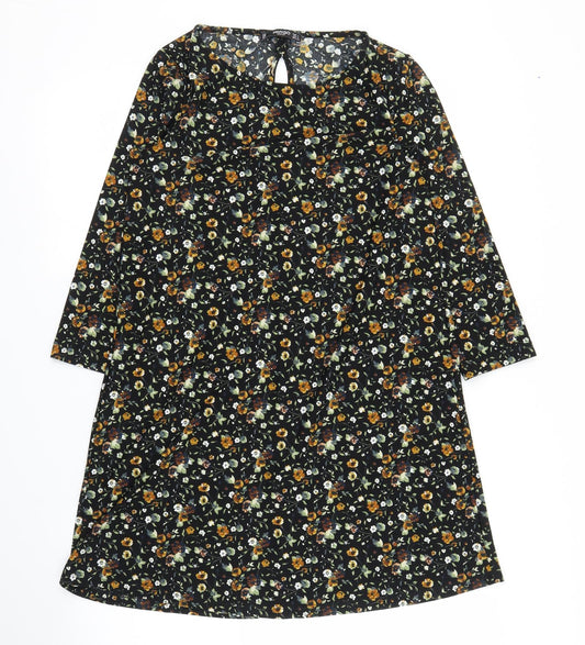 Mango Womens Black Floral  A-Line  Size S