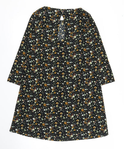 Mango Womens Black Floral  A-Line  Size S