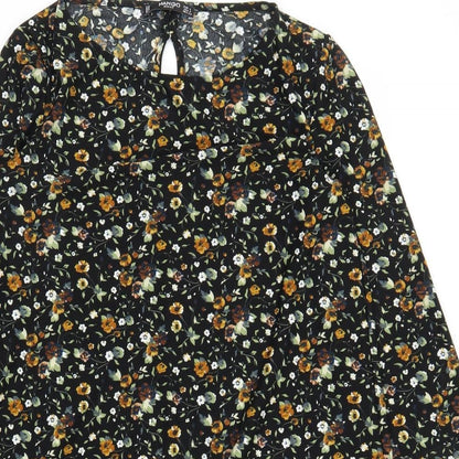 Mango Womens Black Floral  A-Line  Size S