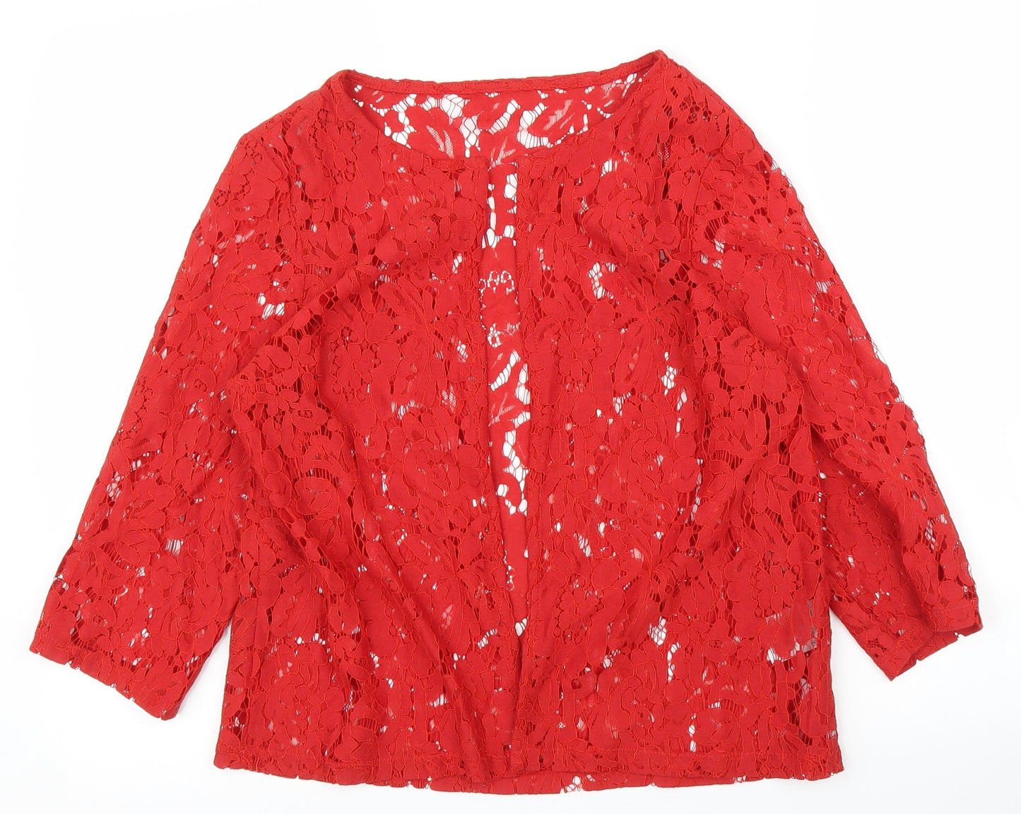 Womens UK Size 10 Preworn Red Basic Blouse