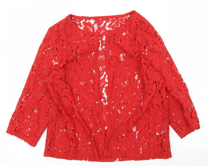 Womens UK Size 10 Preworn Red Basic Blouse
