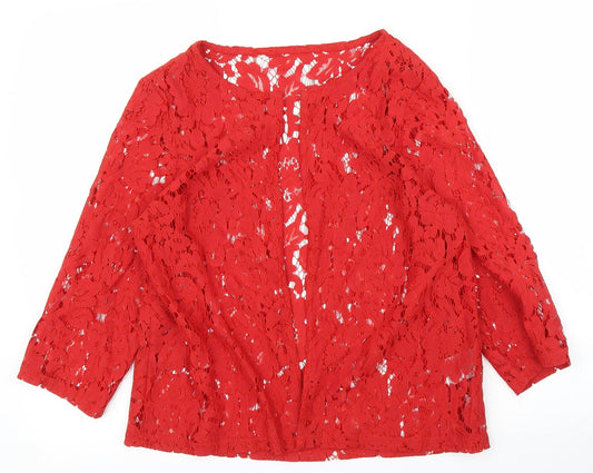 Womens UK Size 10 Preworn Red Basic Blouse