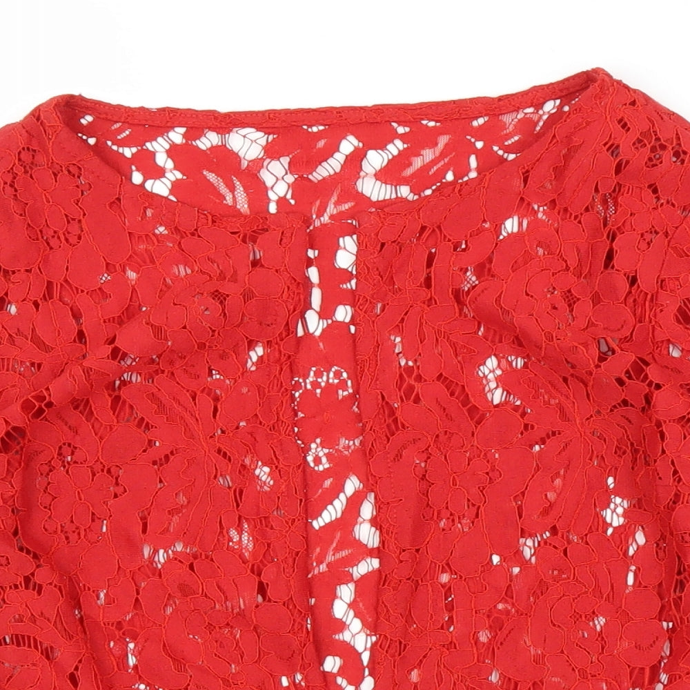 Womens UK Size 10 Preworn Red Basic Blouse