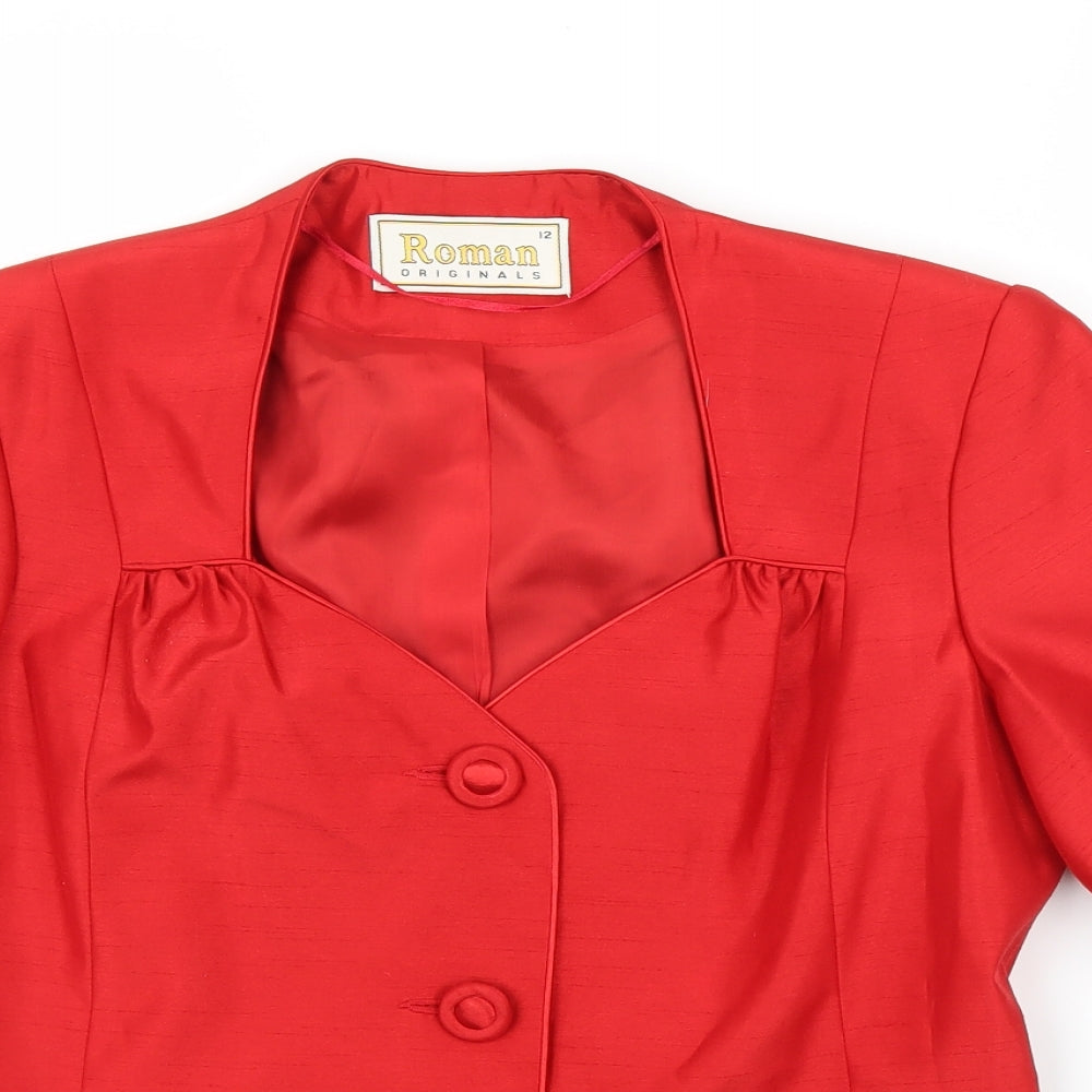 Womens UK Size 12 Roman Red Basic Blouse