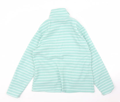 Anna De Lancay Womens Green Striped Fleece Full Zip Jumper Size S