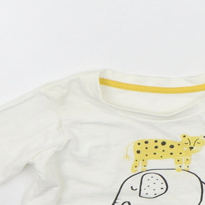 Matalan Baby White   Basic T-Shirt Size 0-3 Months  - ANIMALS