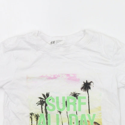 H&M Boys White   Basic T-Shirt Size 7-8 Years
