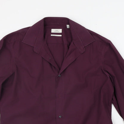 Mens UK Size 16.5 NEXT Purple  Button-Up Long Sleeve Casual Shirt