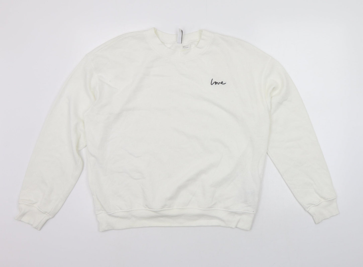 Womens UK Size L Divided White Pullover Jumper