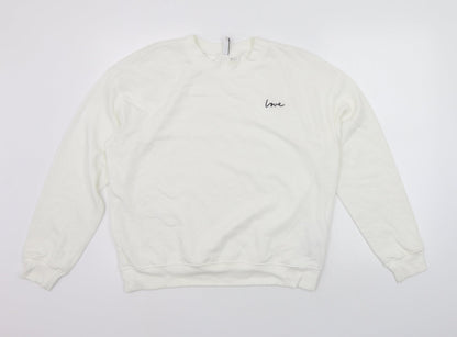 Womens UK Size L Divided White Pullover Jumper