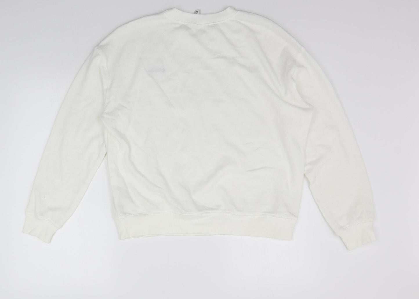 Womens UK Size L Divided White Pullover Jumper