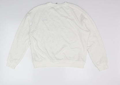 Womens UK Size L Divided White Pullover Jumper