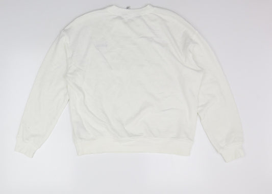 Womens UK Size L Divided White Pullover Jumper