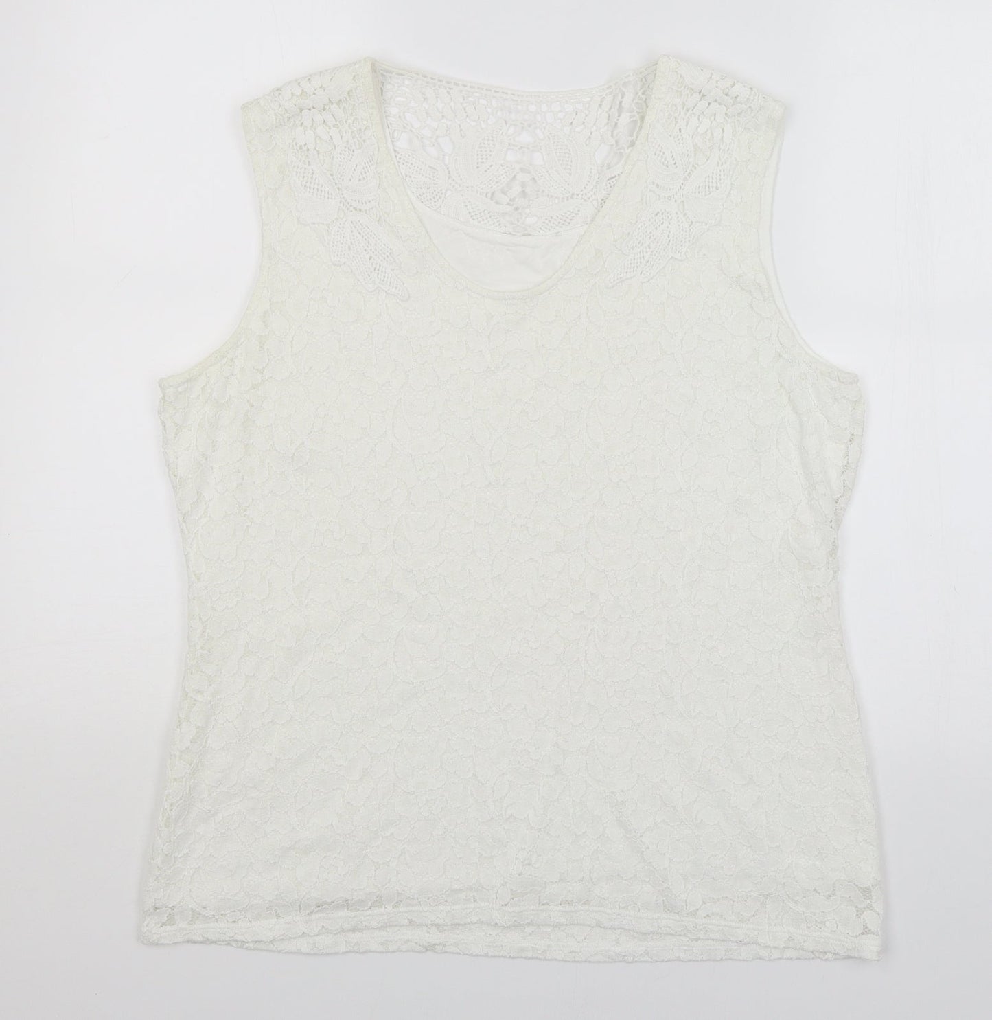 Womens UK Size 16 Preworn White Basic Tank