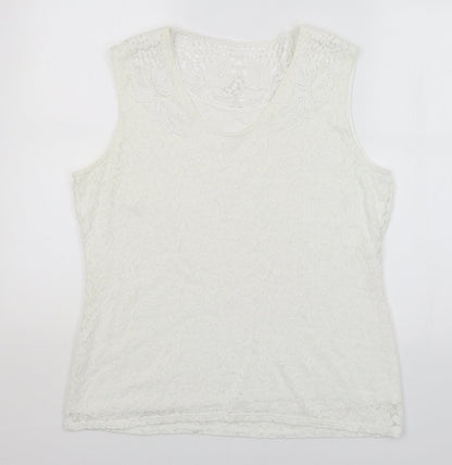 Womens UK Size 16 Preworn White Basic Tank