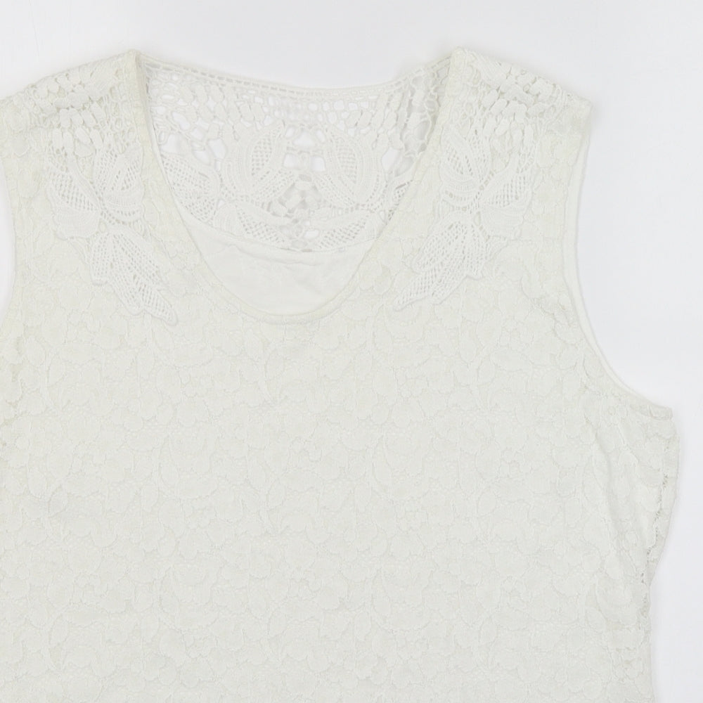 Womens UK Size 16 Preworn White Basic Tank