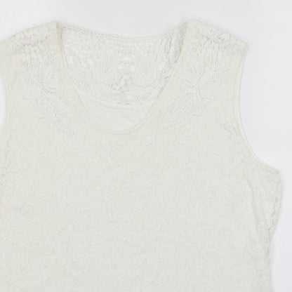 Womens UK Size 16 Preworn White Basic Tank